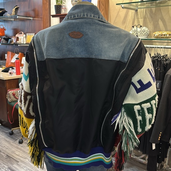 Denim fringe  multi colored jacket - Picture 8 of 13